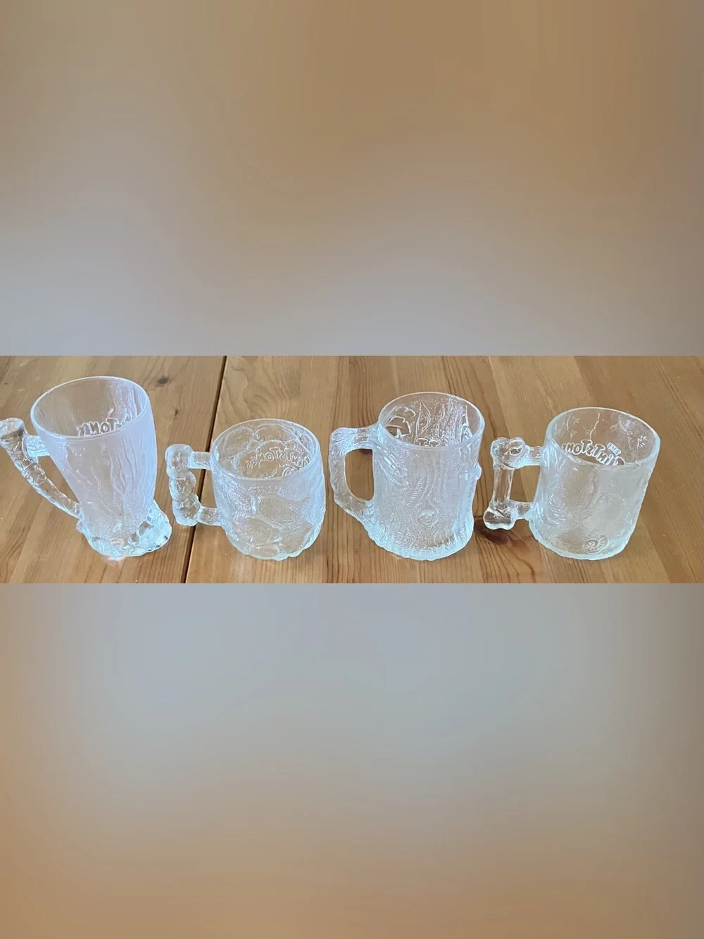 EUC Complete Set Collectable McDonalds Flintstones Glass Mug Set - Vintage 1993
